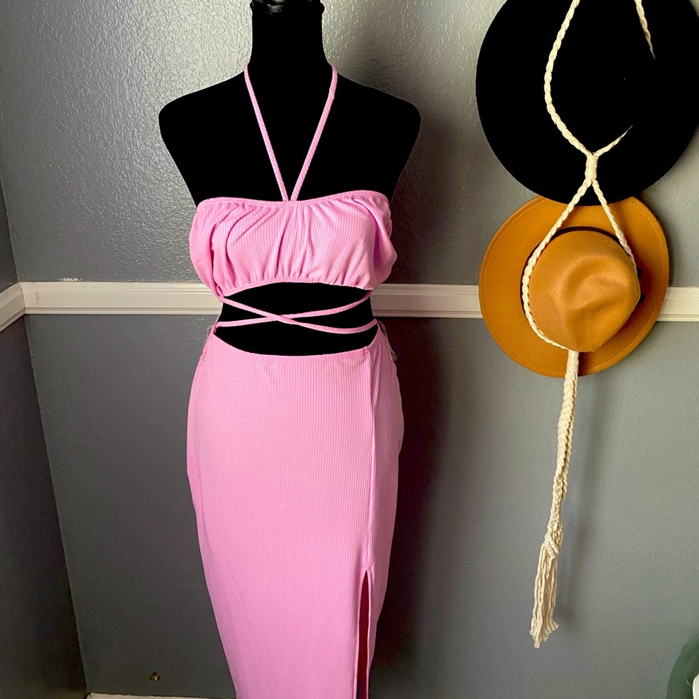 Pink Crop Top Set